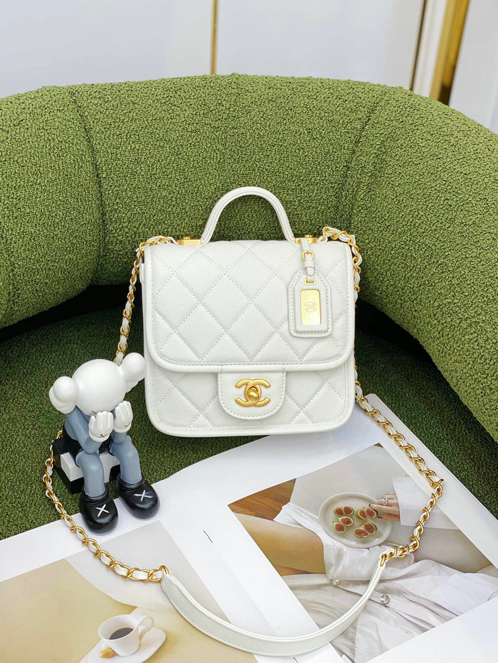 Chanel 22k Mini Flap Bag White AS3652