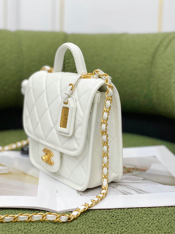 Chanel 22k Mini Flap Bag White AS3652