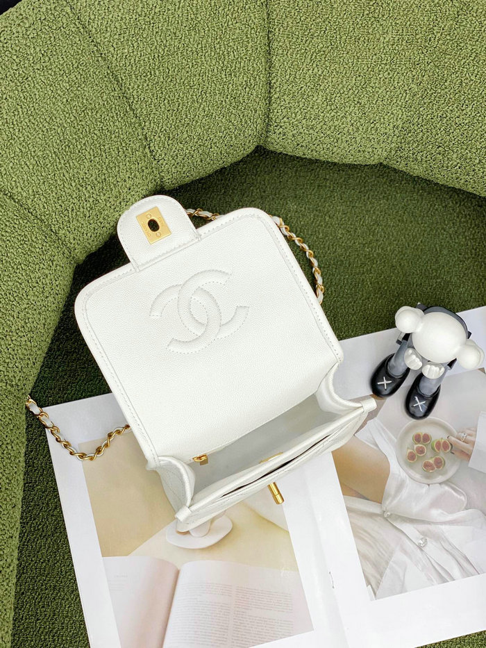 Chanel 22k Mini Flap Bag White AS3652