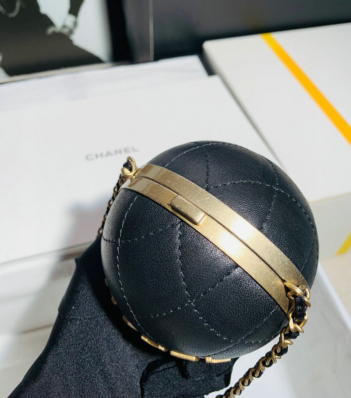 Chanel Lambskin Sphere Minaudiere Black AP2895