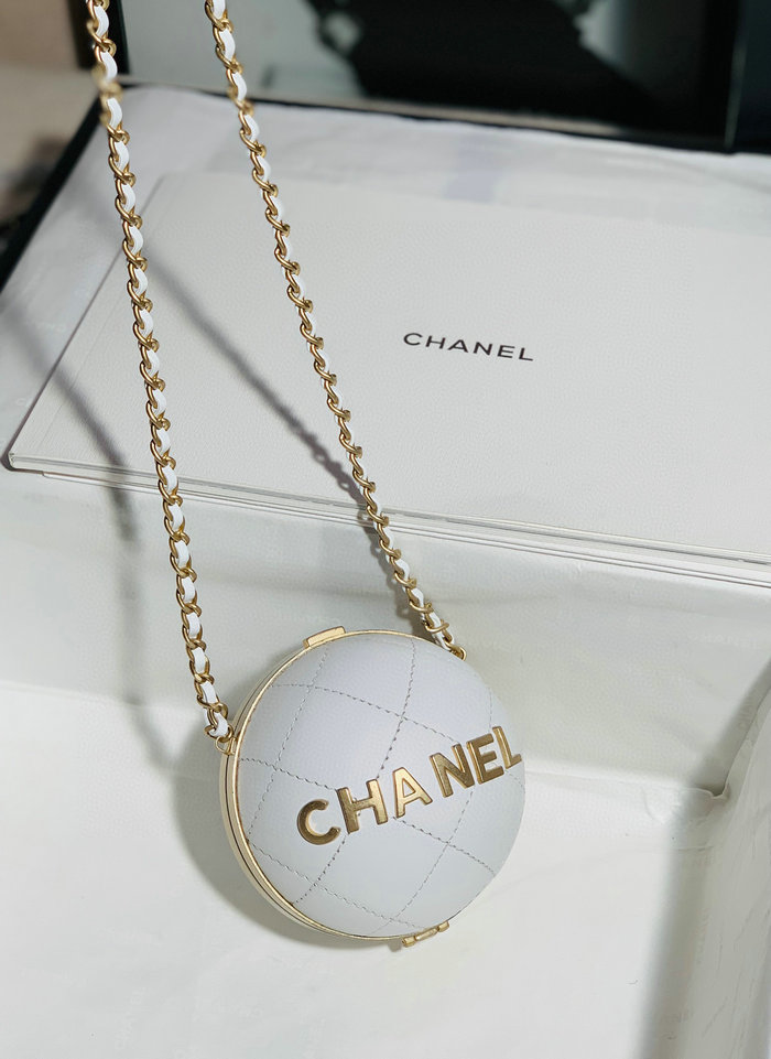 Chanel Lambskin Sphere Minaudiere White AP2895