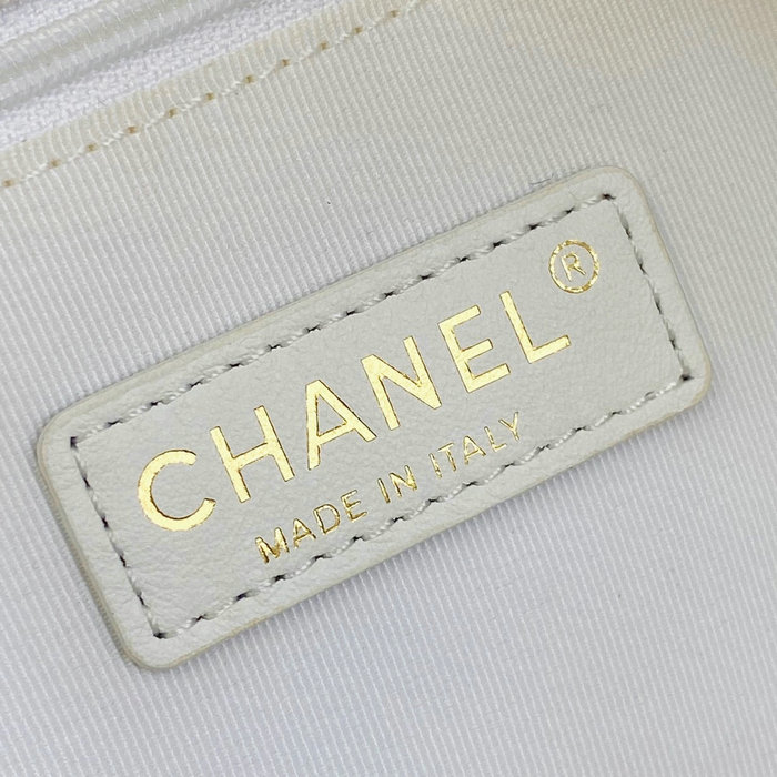 Chanel Nylon Quilted Maxi Shopping Bag White AS2993