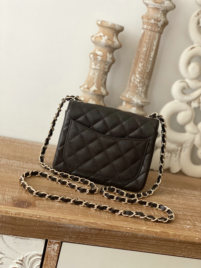 Classic Chanel Grained Calfskin Mini Flap Bag Dark Brown CF1115