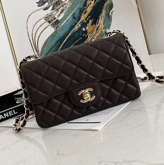 Classic Chanel Grained Calfskin Small Flap Bag Dark Brown CF1116