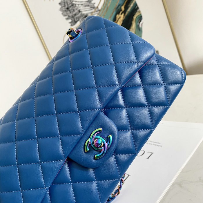 Classic Chanel Lambskin Medium Flap Bag Blue CF1112