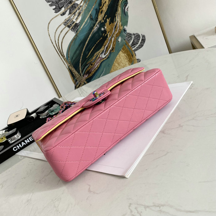 Classic Chanel Lambskin Medium Flap Bag Pink CF1112