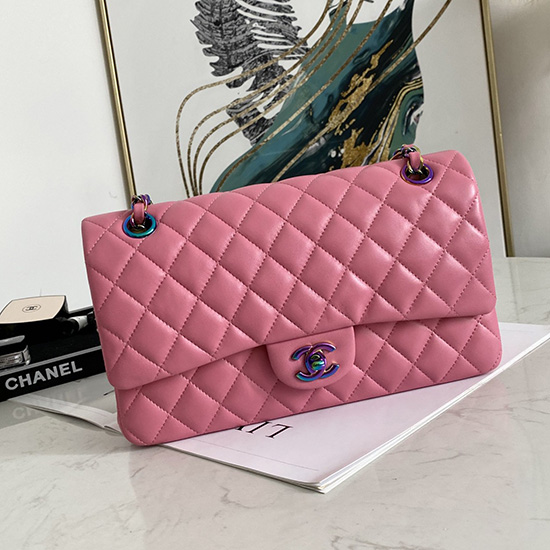 Classic Chanel Lambskin Medium Flap Bag Pink CF1112