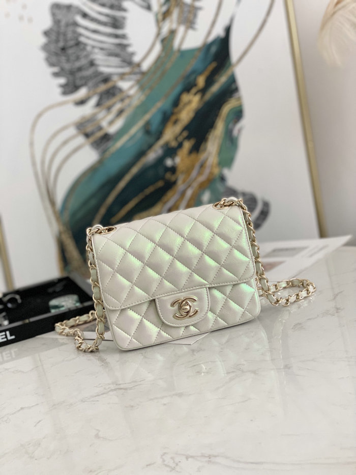 Classic Chanel Lambskin Mini Flap Bag White CF1115