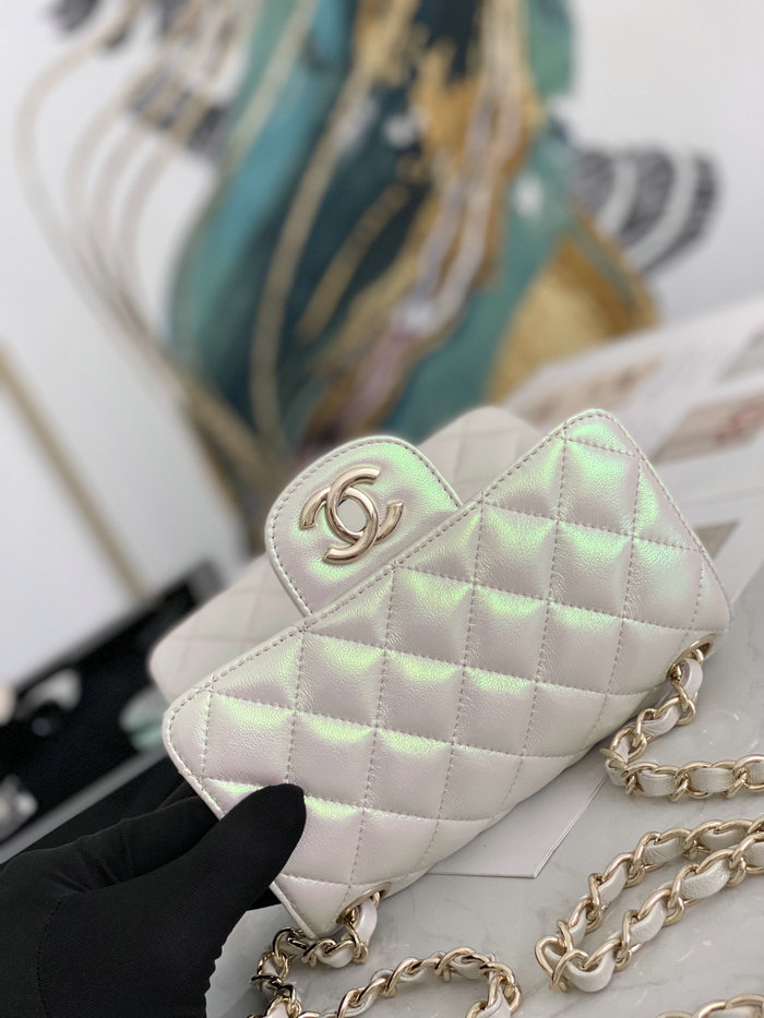 Classic Chanel Lambskin Mini Flap Bag White CF1115