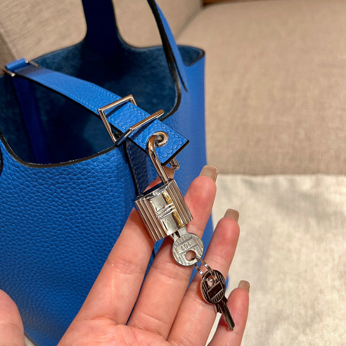 Hermes Picotin Lock 22 Tote Bag Blue Hydra H82301