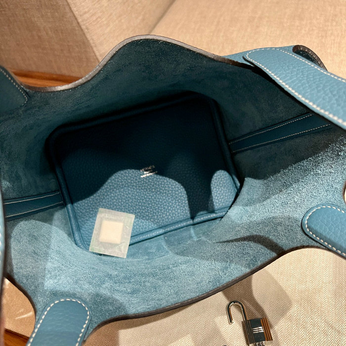 Hermes Picotin Lock 22 Tote Bag Blue Jean H82301