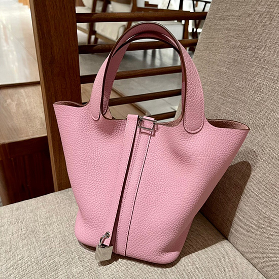 Hermes Picotin Lock 22 Tote Bag Rose Saiura H82301