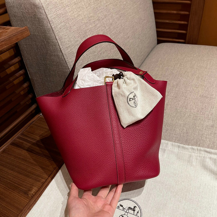 Hermes Picotin Lock 22 Tote Bag Rouge Grenat H82301