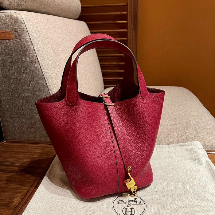 Hermes Picotin Lock 22 Tote Bag Rouge Grenat H82301