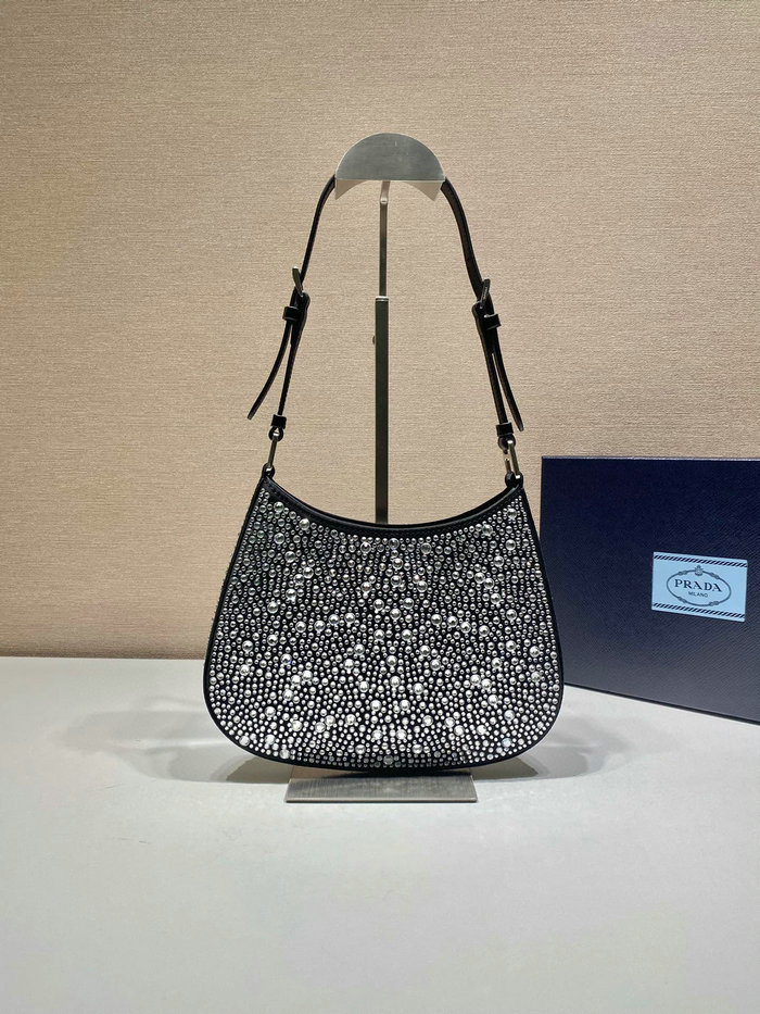 Prada Cleo satin bag with crystals Black 1BC169