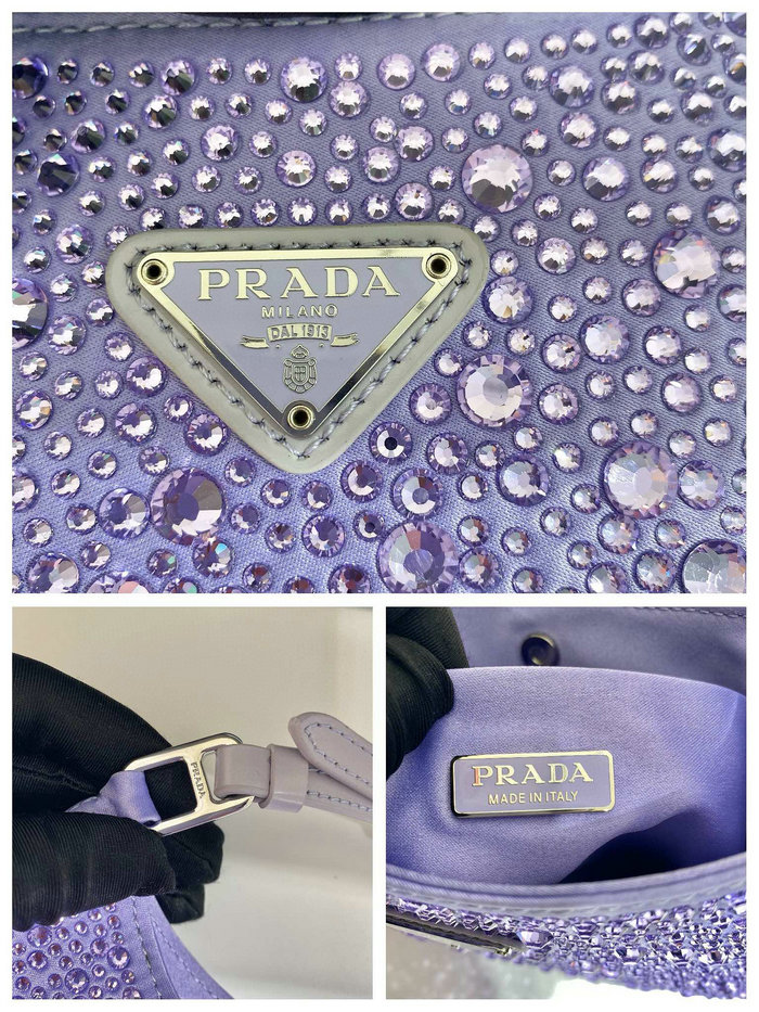 Prada Cleo satin bag with crystals Purple 1BC169