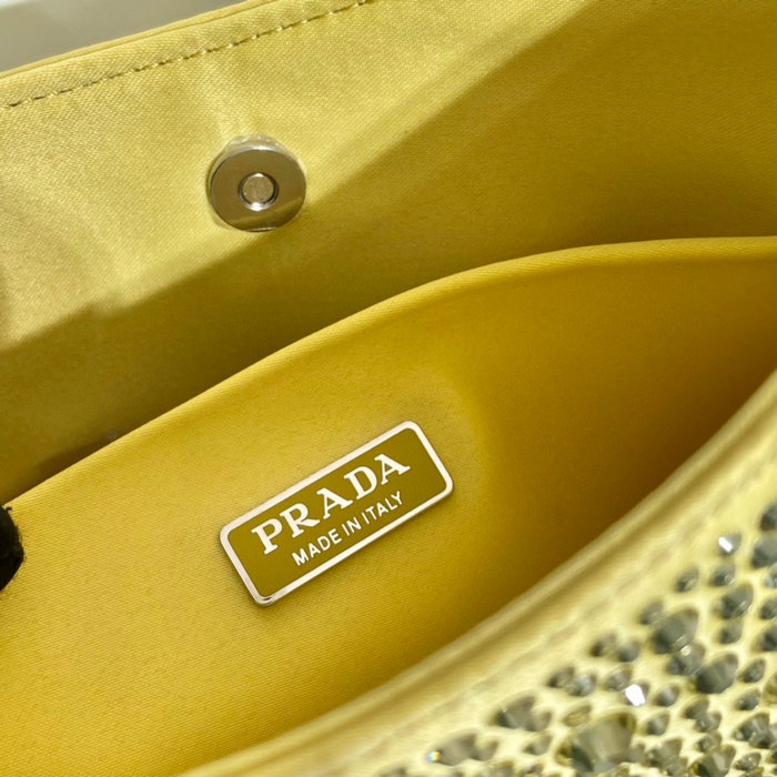 Prada Cleo satin bag with crystals Yellow 1BC169