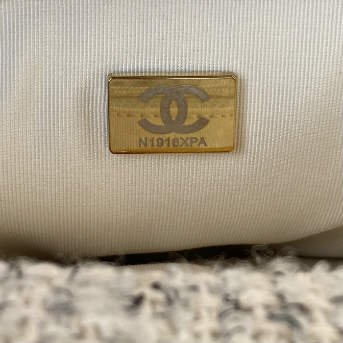 Chanel 19 Tweed Large Flap Handbag Beige AS1161