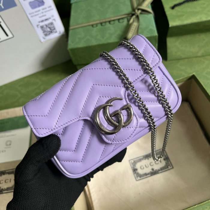 Gucci GG Marmont matelasse Super Mini Bag Lilac 476433