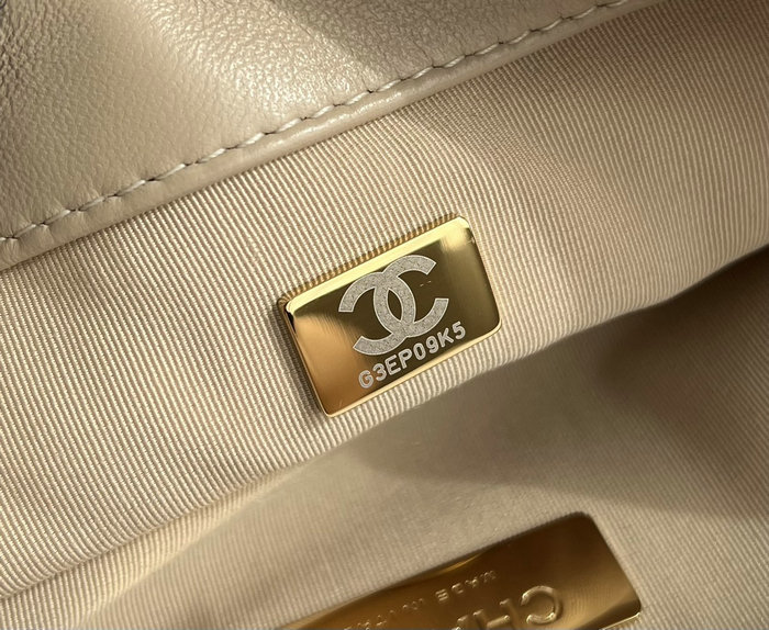 Chanel 19 Lambskin Flap Handbag Beige with Gold AS1160
