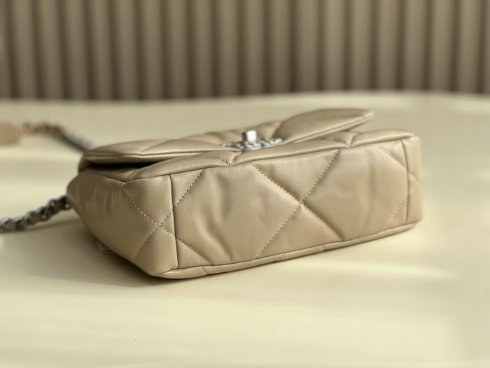 Chanel 19 Lambskin Flap Handbag Beige with Silver AS1160