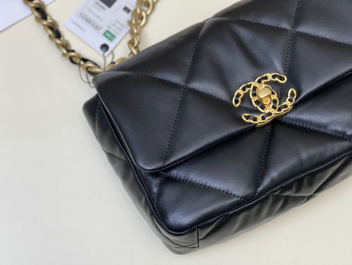 Chanel 19 Lambskin Flap Handbag Black AS1160