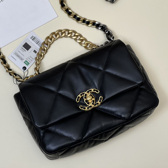 Chanel 19 Lambskin Flap Handbag Black AS1160