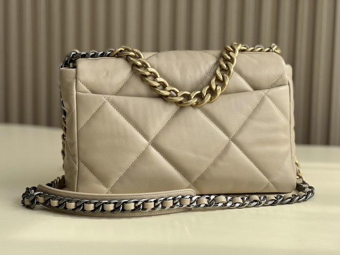 Chanel 19 Lambskin Large Flap Bag Beige with Gold AS1161