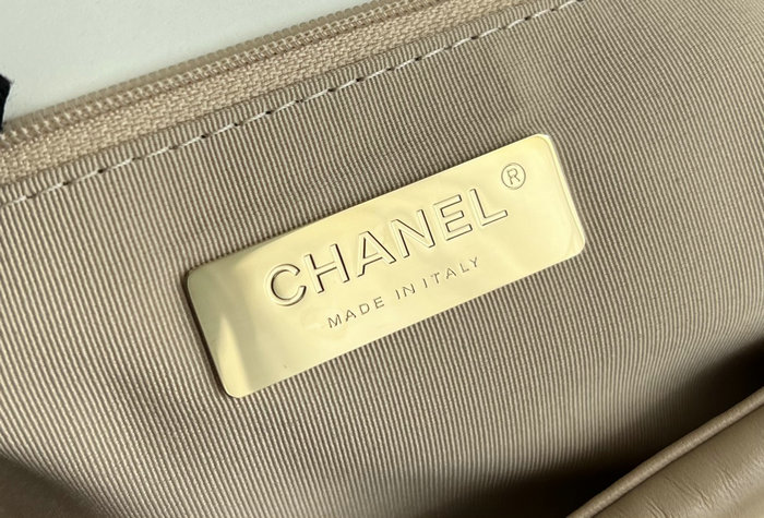 Chanel 19 Lambskin Large Flap Bag Beige with Silver AS1161