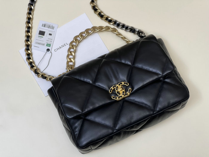 Chanel 19 Lambskin Large Flap Bag Black AS1161