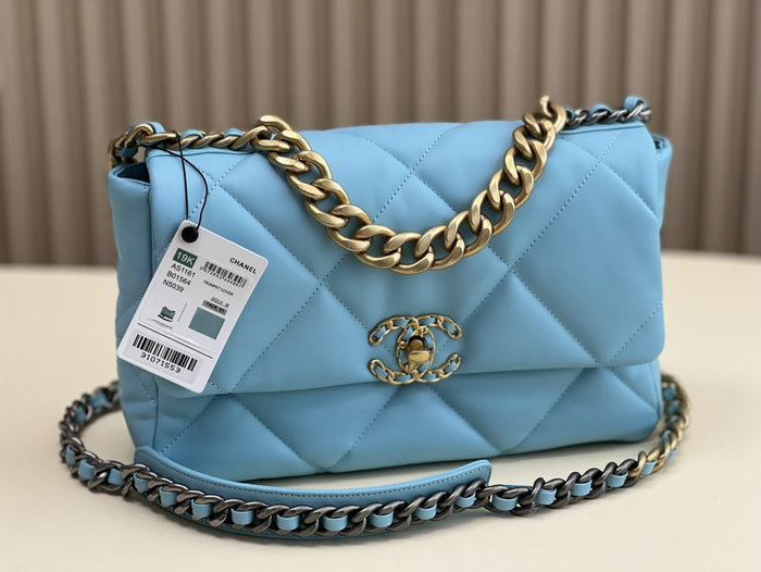 Chanel 19 Lambskin Large Flap Bag Blue AS1161