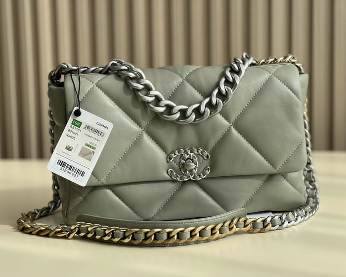 Chanel 19 Lambskin Large Flap Bag Green AS1161