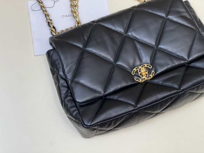 Chanel 19 Lambskin Maxi Flap Bag Black AS1162