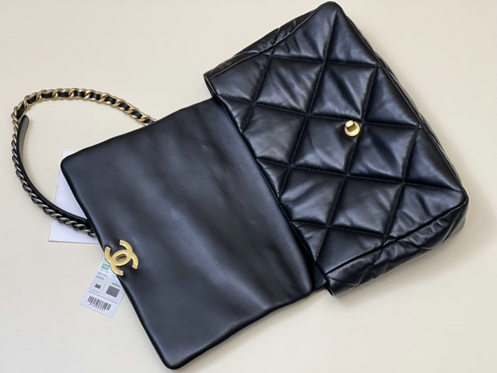 Chanel 19 Lambskin Maxi Flap Bag Black AS1162