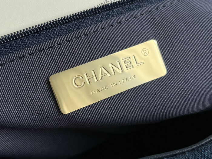 Chanel 19 Lambskin Denim Handbag Dark Blue with Silver AS1160