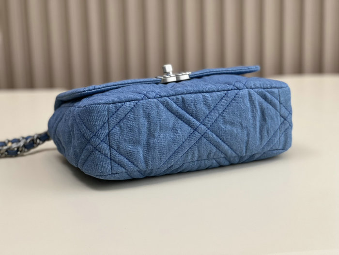 Chanel 19 Lambskin Denim Handbag Light Blue AS1160