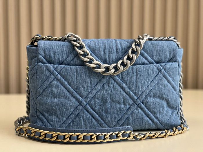 Chanel 19 Lambskin Denim Handbag Light Blue AS1161