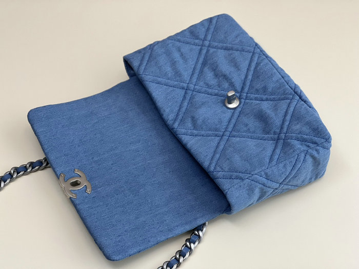 Chanel 19 Lambskin Denim Handbag Light Blue AS1161