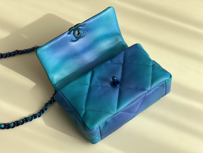 Chanel 19 Lambskin Flap Handbag Blue AS1160
