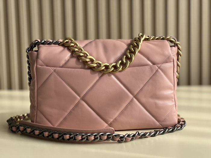 Chanel 19 Lambskin Flap Handbag Pink AS1160