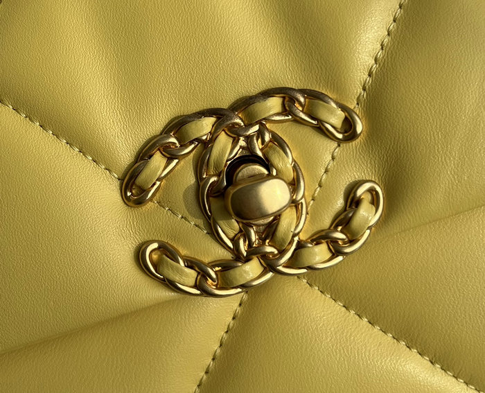 Chanel 19 Lambskin Flap Handbag Yellow AS1160