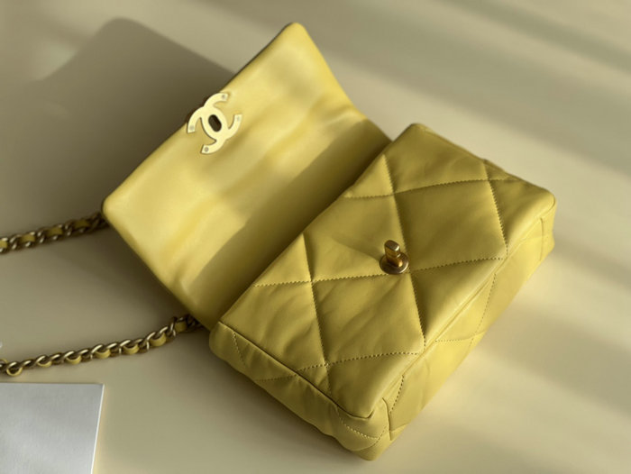 Chanel 19 Lambskin Flap Handbag Yellow AS1160