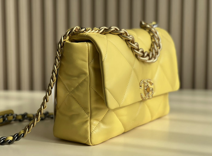 Chanel 19 Lambskin Large Flap Bag Yellow AS1161