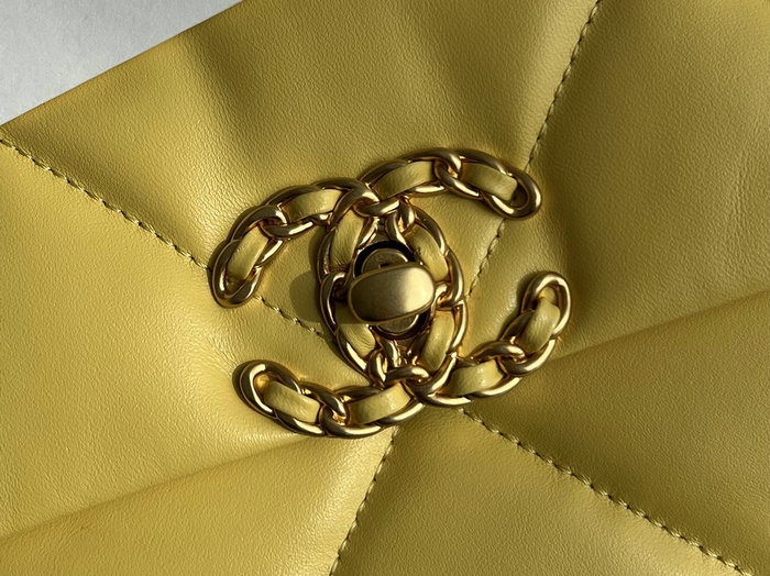 Chanel 19 Lambskin Large Flap Bag Yellow AS1161