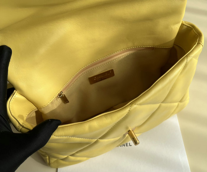Chanel 19 Lambskin Large Flap Bag Yellow AS1161