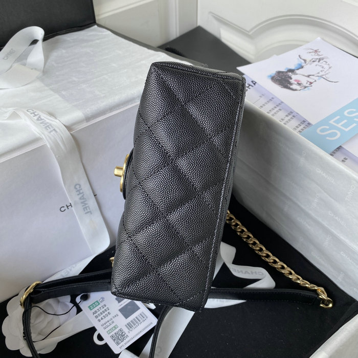 Chanel Grained Calfskin Handbag Black AS3729