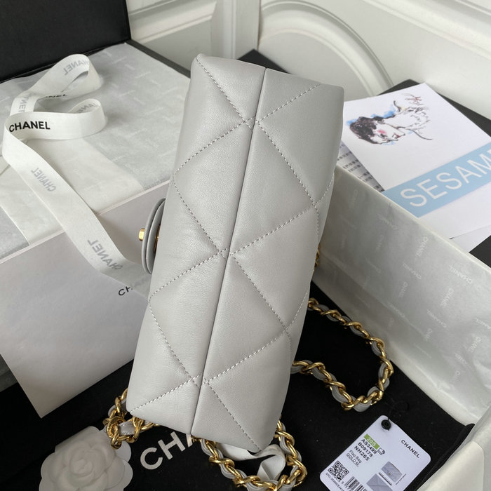 Chanel Lambskin Flap Shoulder Bag Grey AS3499