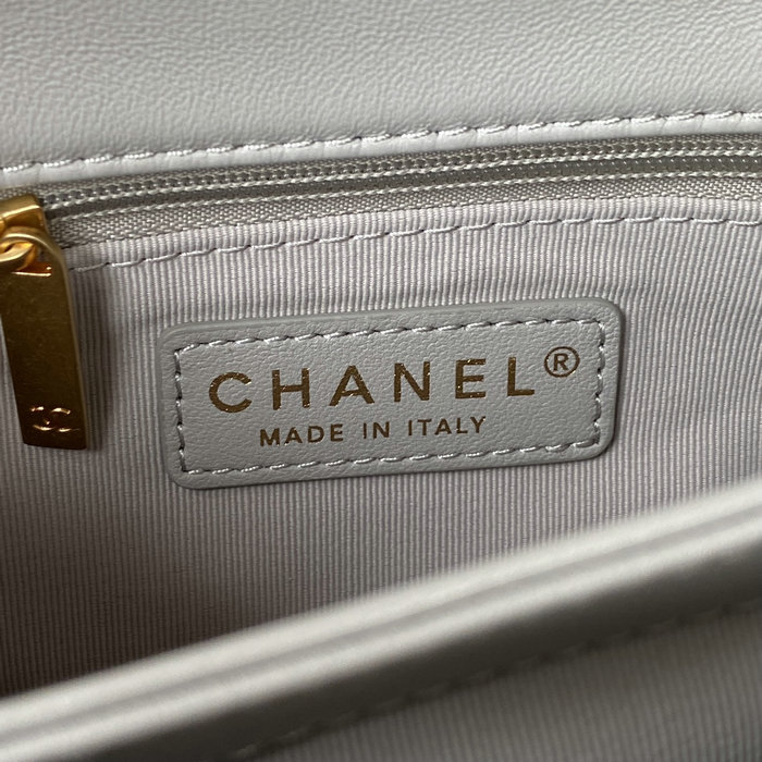 Chanel Lambskin Flap Shoulder Bag Grey AS3499