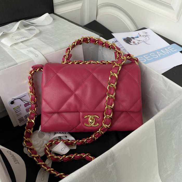 Chanel Lambskin Flap Shoulder Bag Peach AS3499