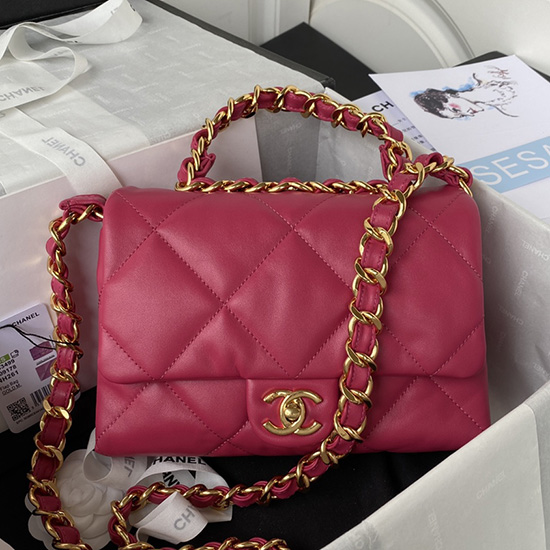 Chanel Lambskin Flap Shoulder Bag Peach AS3499